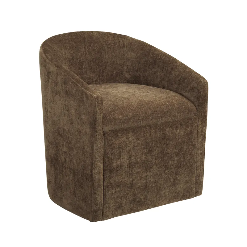 Set Of 2 Brown Upholstered Dining Chairs