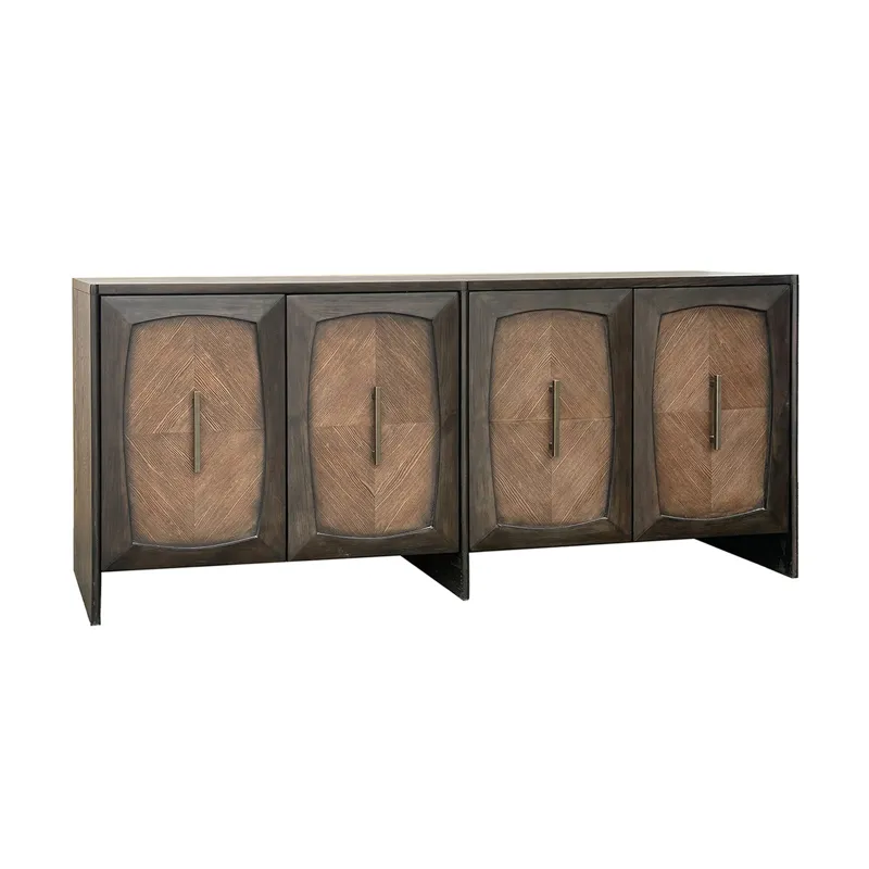 70 In. Brown 4 Door Media Credenza/sideboard