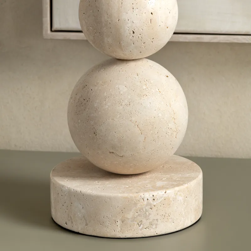 Stone Table Lamp With Linen Shade