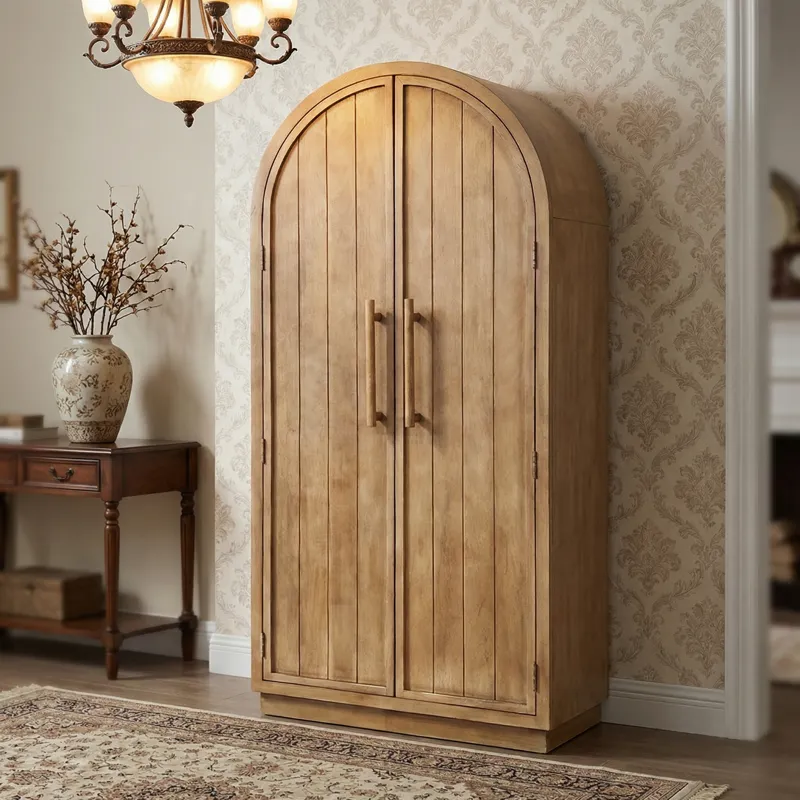 2-door Tan With Yellow Undertones Tall Accent Cabinet