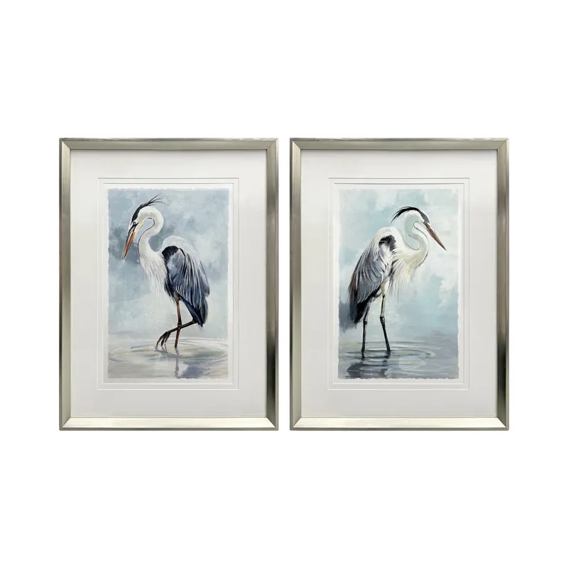 Wading In Light 2-piece Coastal Birds Framed Wall Art Set