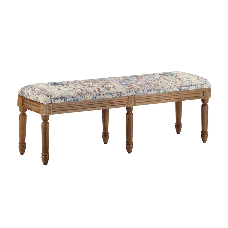 55.5 In. Multi-color Upholstered Accent Bench With Solid Wood Frame