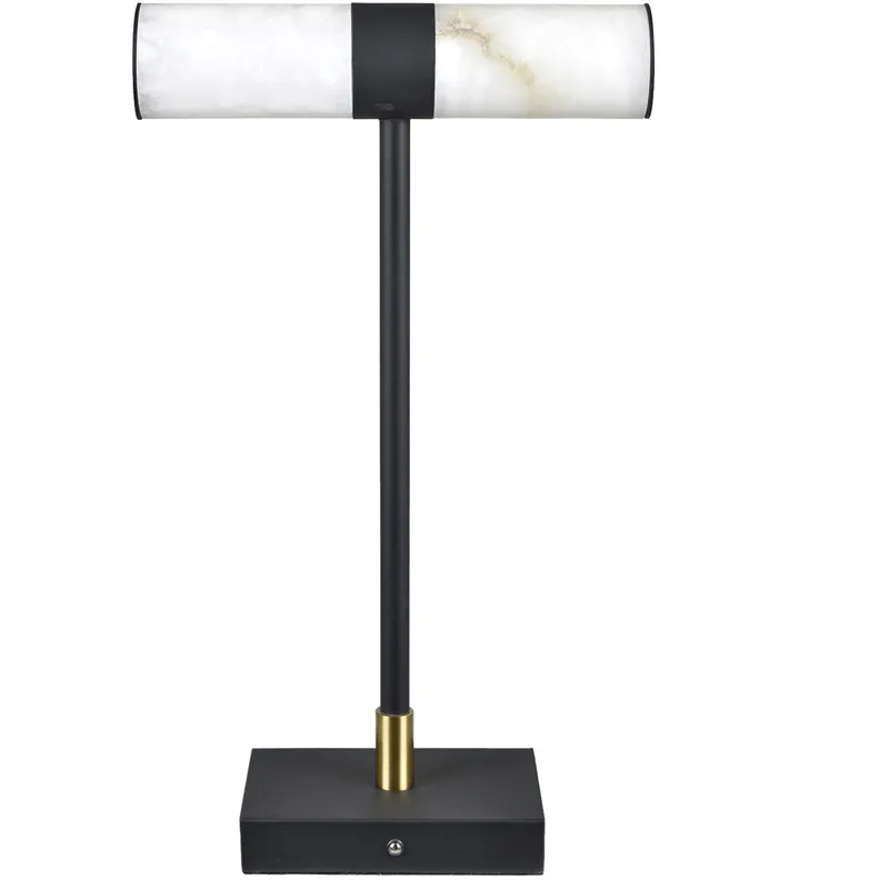 Black Matte Metal Task Lamp With Black Marble Specialty Shade