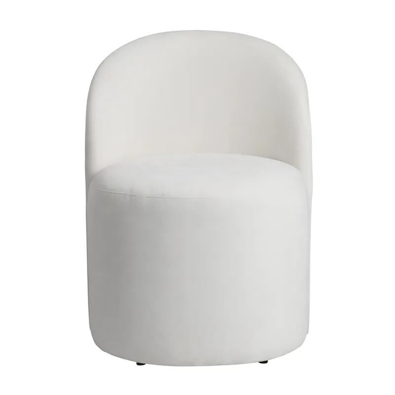 Set Of 2 White Upholstered Dining Chairs With Castors