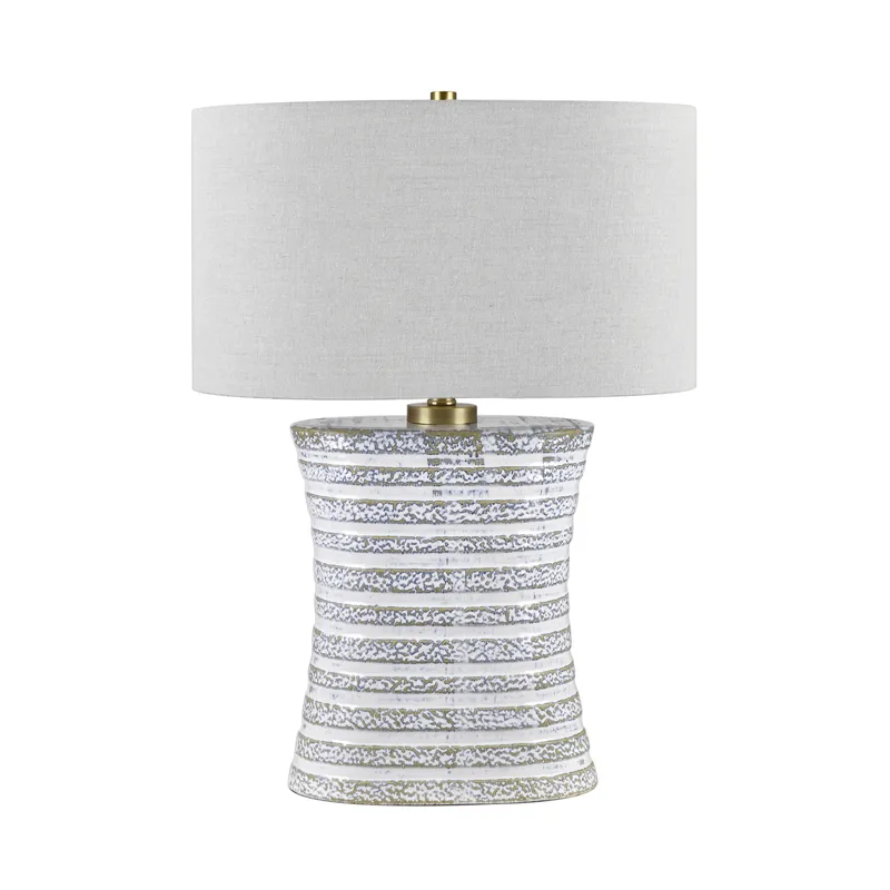Ceramic Table Lamp With Gray Linen Shade