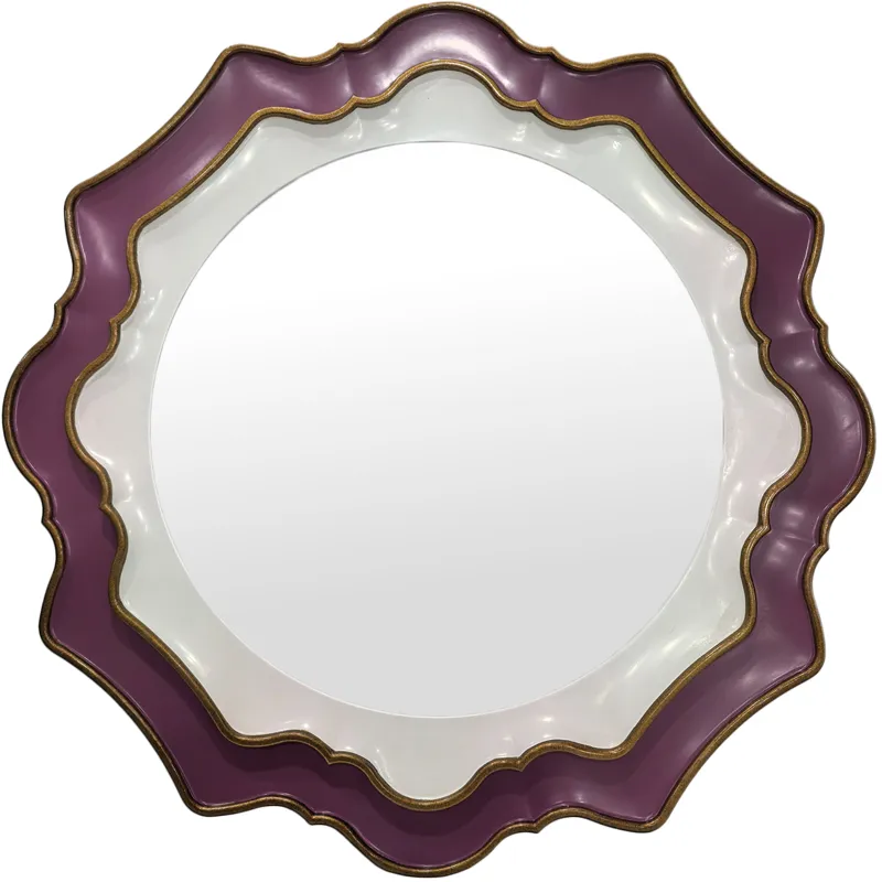 Scalloped Edge Lavender & Pearl Round Wall Mirror
