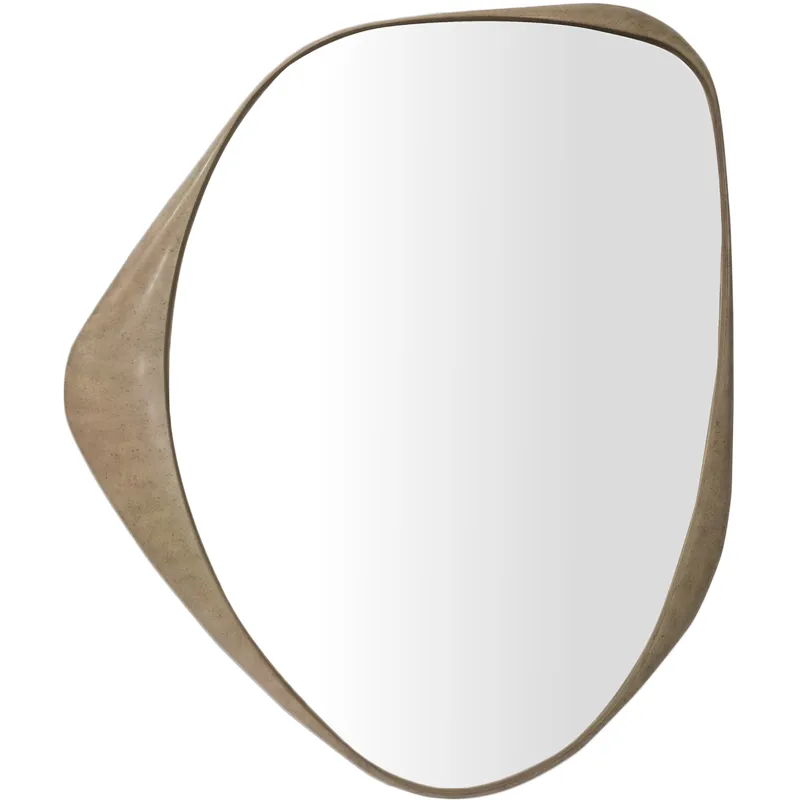 Riverstone Asymmetrical Brass Metal Wall Mirror