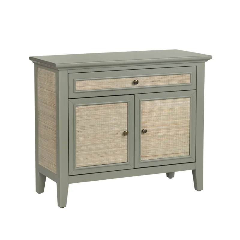 2-door, 1-drawer Green And Tan Accent Cabinet