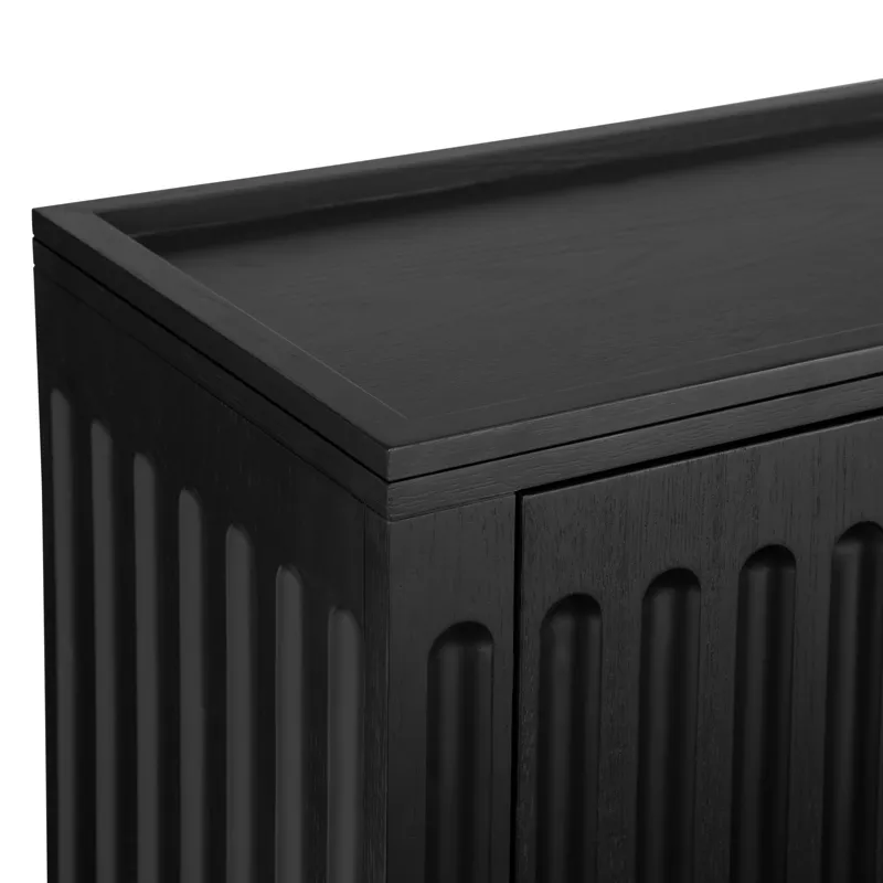 W Black Wooden Four Door Credenza Sideboard