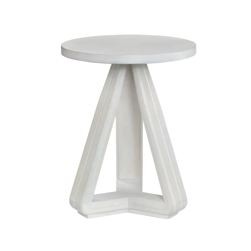 Round White-washed Accent/end Table