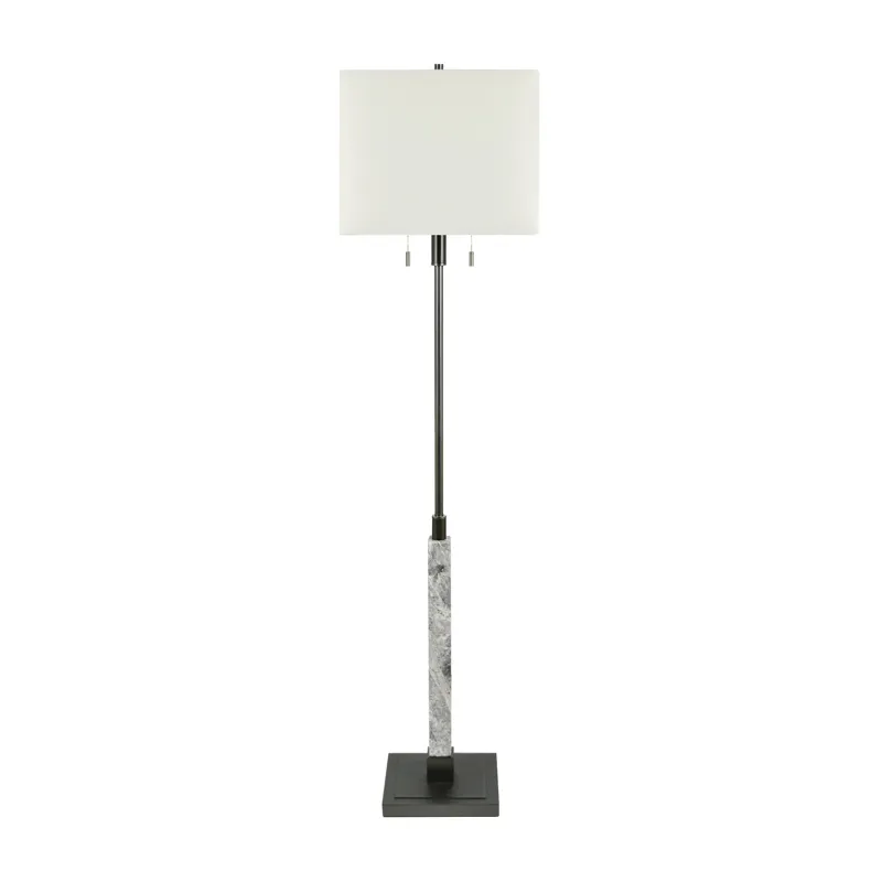 62.5 Marble Floor Lamp With White Linen Shade