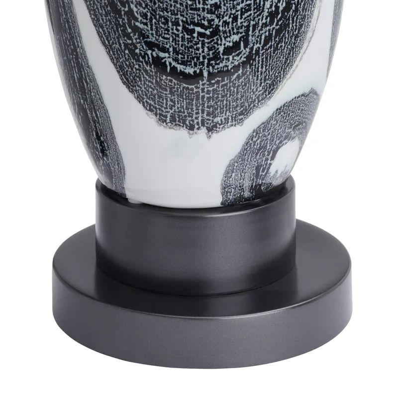 Ceramic Table Lamp With White Linen Drum Shade