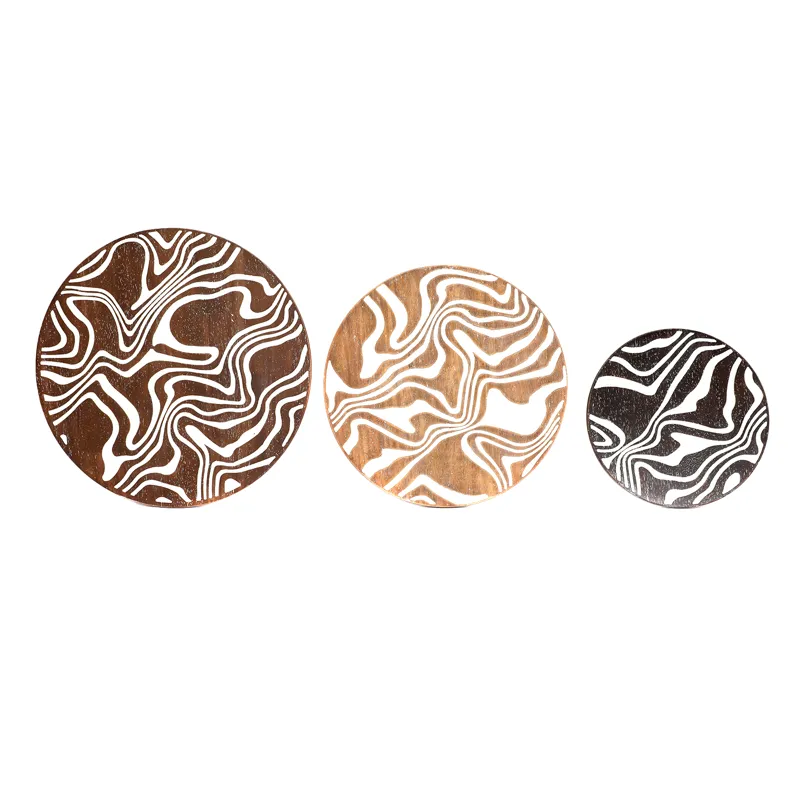 Triple Swirl 3-piece Round Abstract Wooden Wall Accents