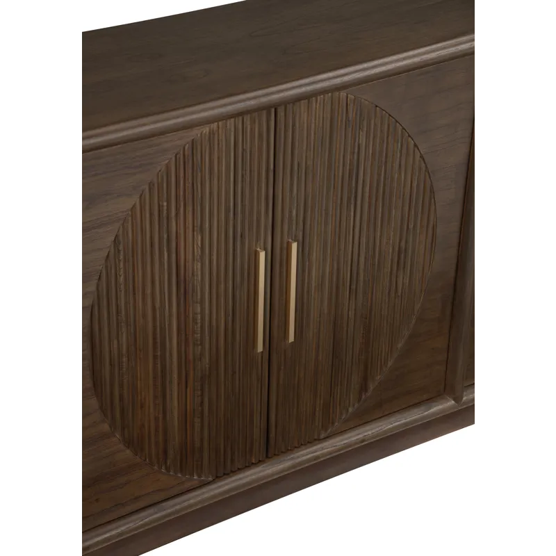 Brown Wooden 4 Door Credenza Sideboard