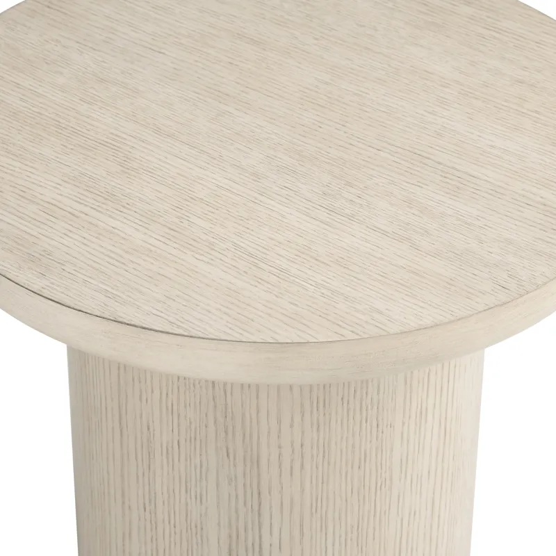 Round Cream Wooden Accent End Table