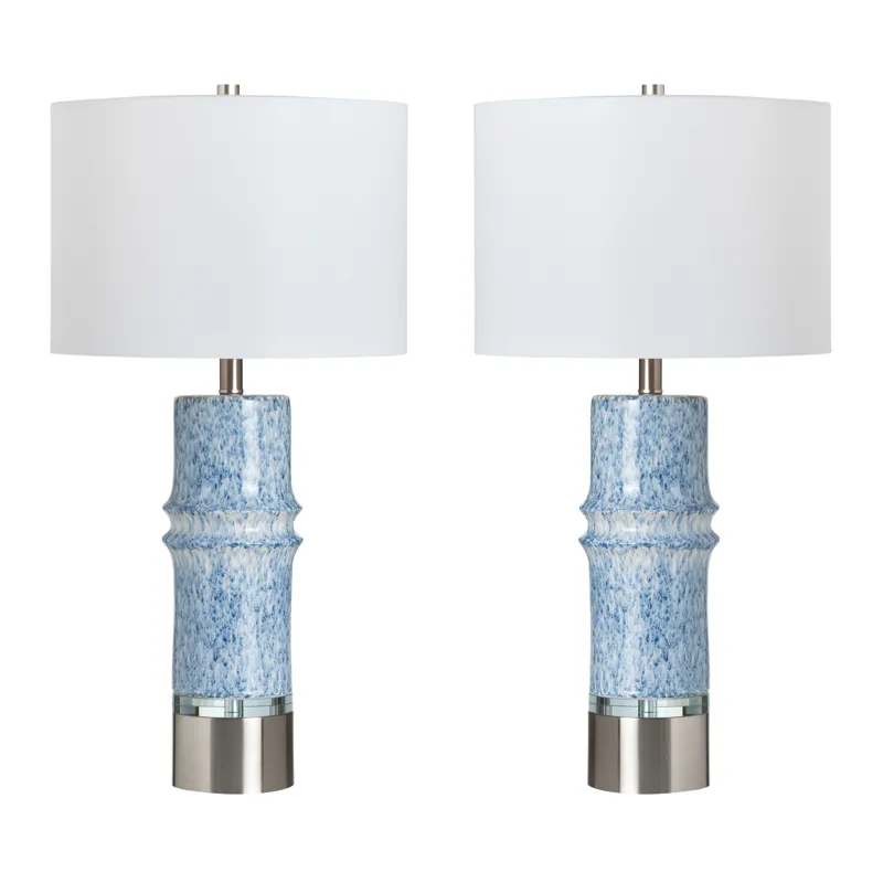Set Of 2 Ceramic Table Lamp With Linen Shade