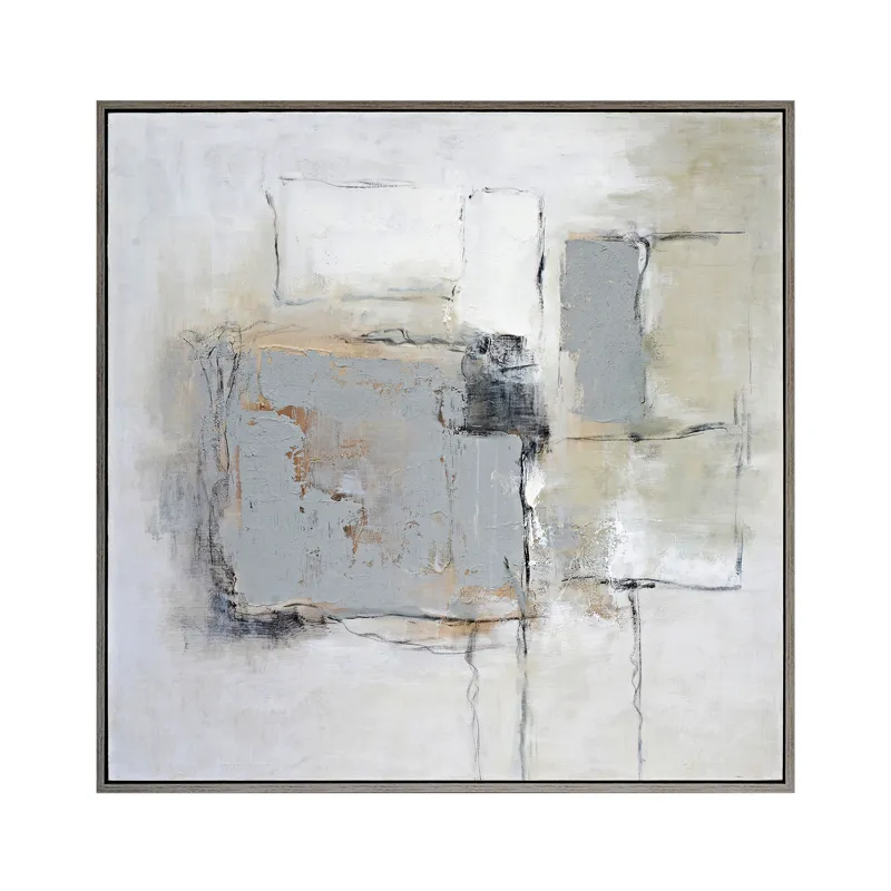 Fading Boundaries Modern Abstract Framed Canvas Wall Art