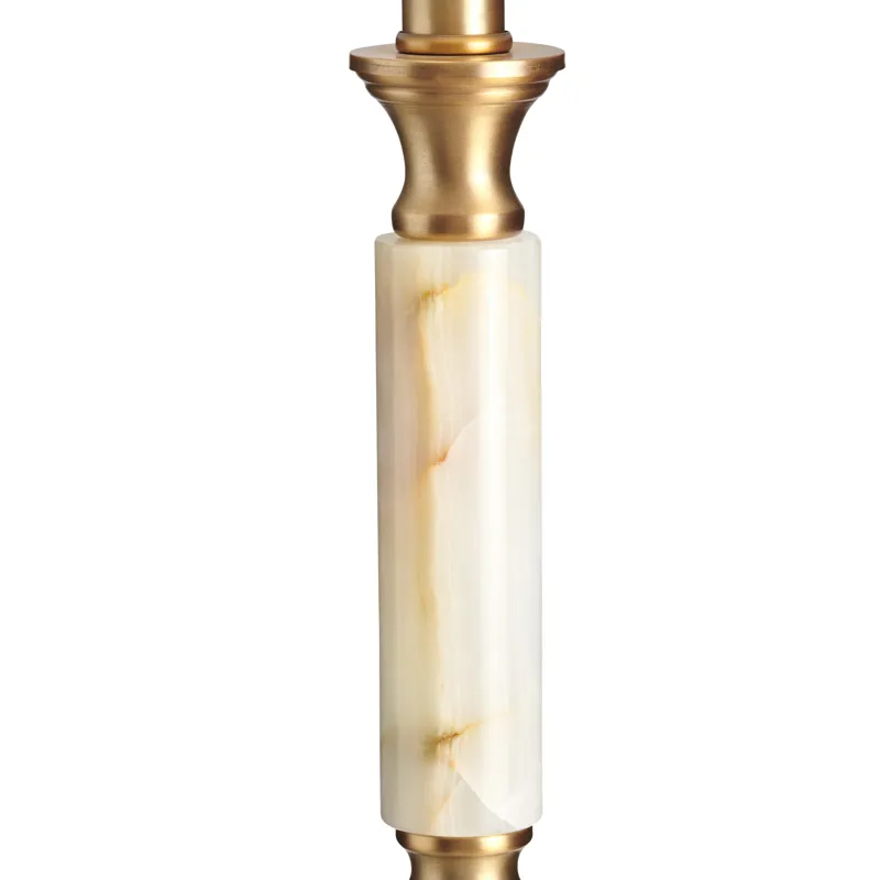 Marble And Metal Table Lamp With Linen Oat Shade