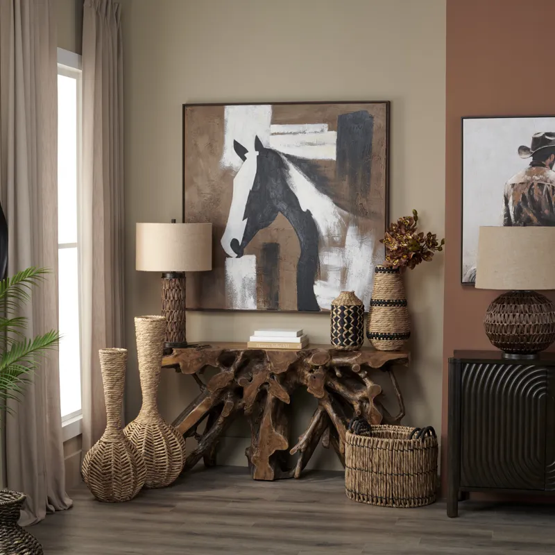 Stampede Rustic Horse Framed Canvas Wall Art