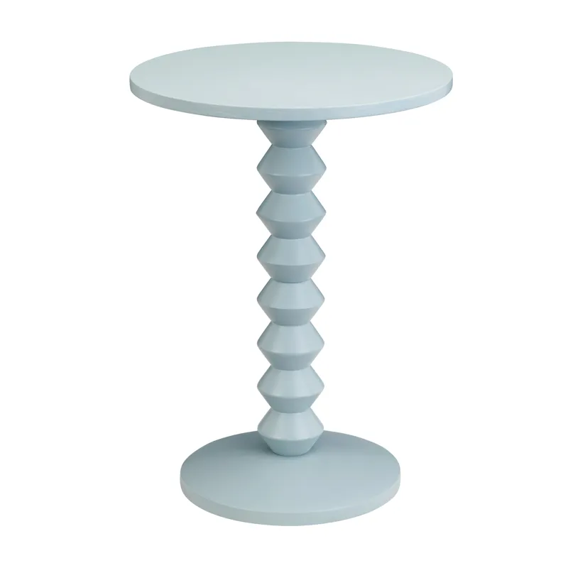 Light Blue Painted Round Accent End Table