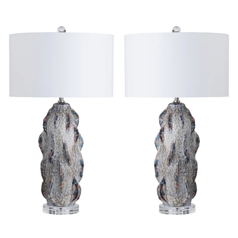 Ceramic, Table Lamp With Hardback Drum Shade