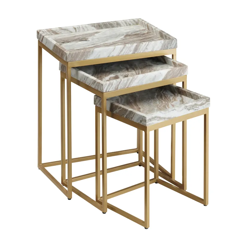 3 Piece Torrento Marble Nesting/end Tables