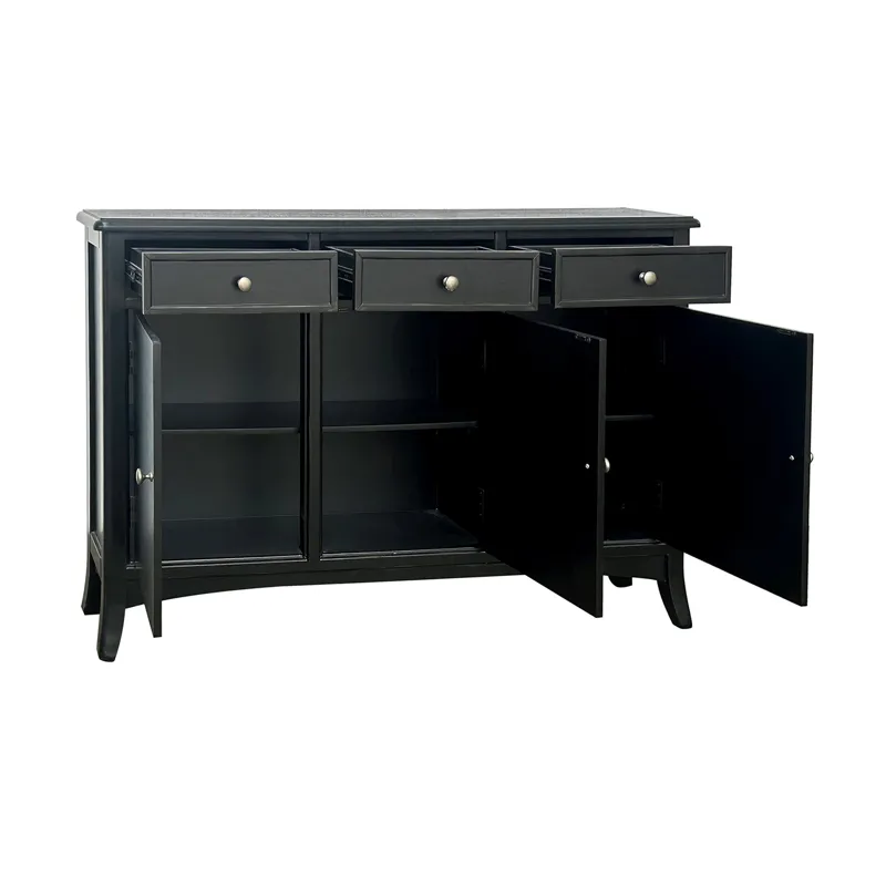 3-door, 3-drawer Black Sideboard/credenza