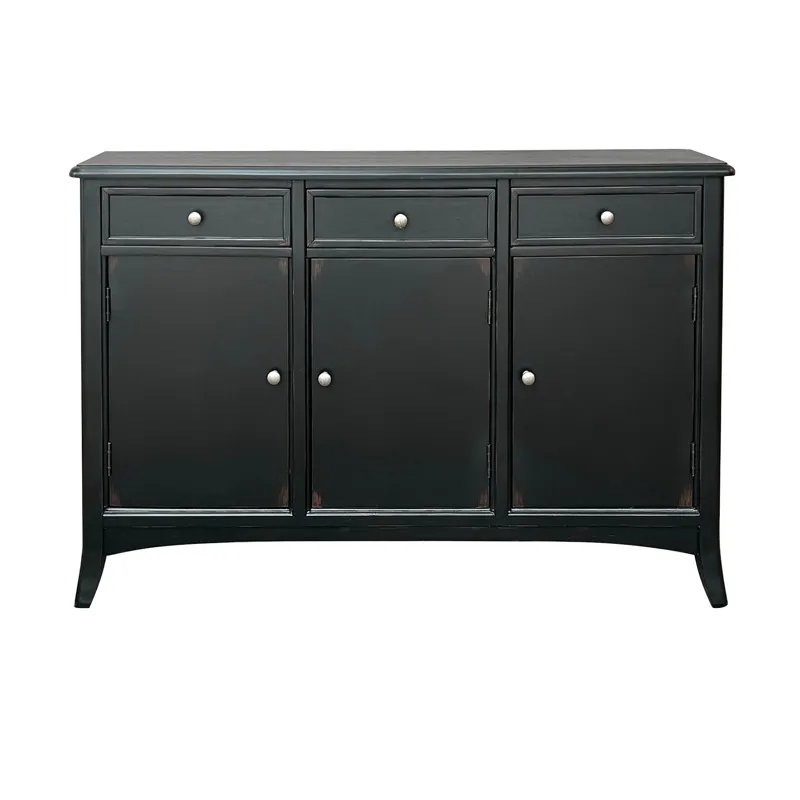 3-door, 3-drawer Black Sideboard/credenza