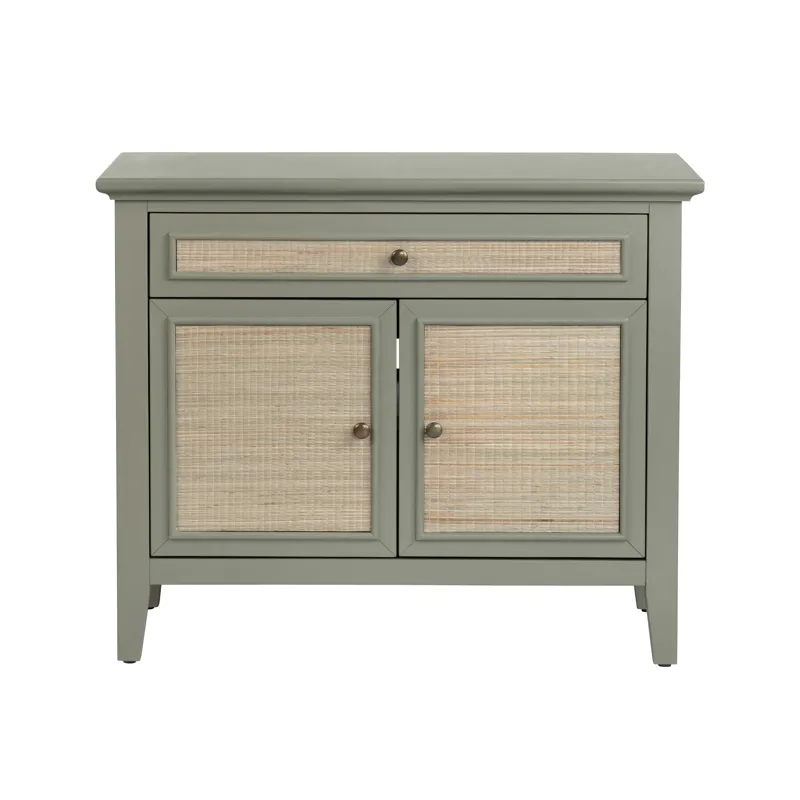 2-door, 1-drawer Green And Tan Accent Cabinet