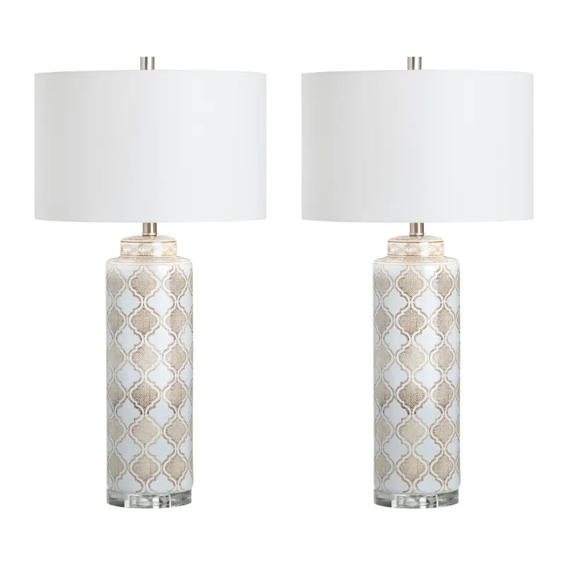 Set Of 2 Ceramic Table Lamp With Linen Shade