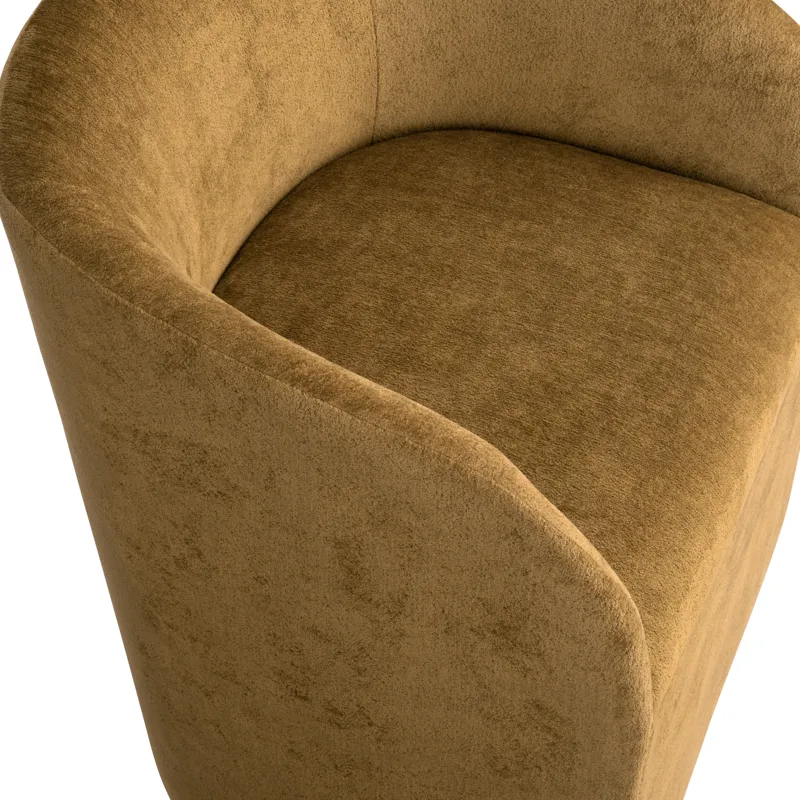 Set Of Two Yellow Upholstered Dining Chairs