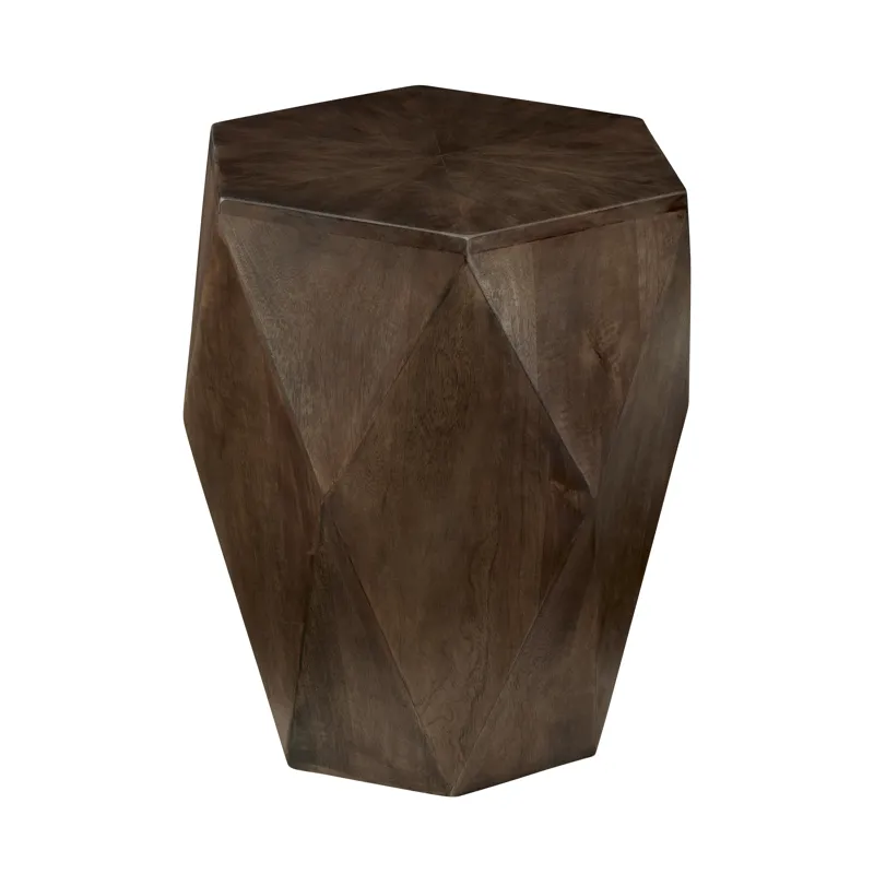 Brown Solid Wood Hexagonal Accent/end Table