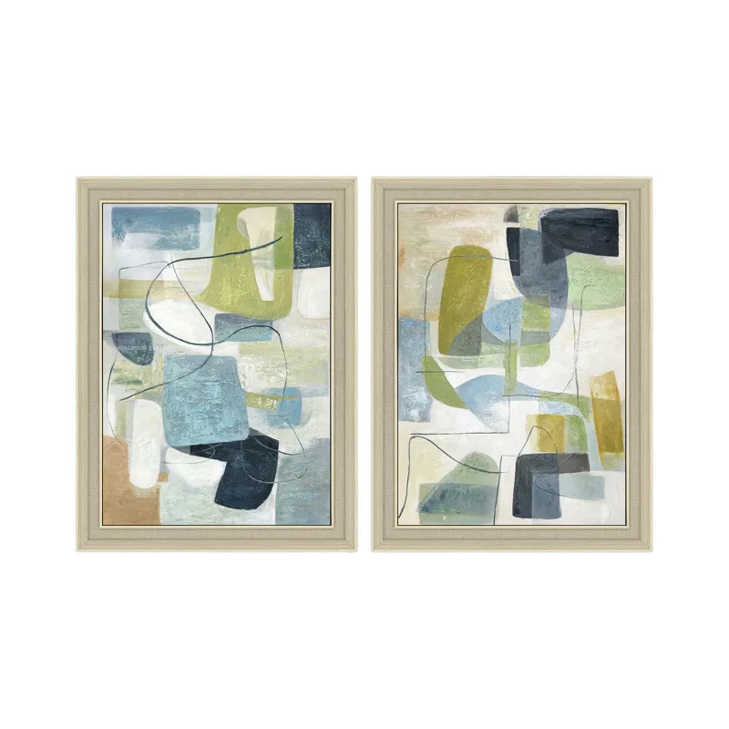Funky Forms Hand-painted Floral Framed Canvas Art
