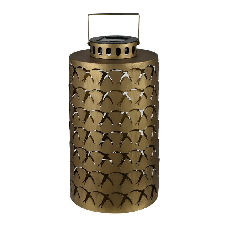 Metal Led Lantern With Cutout Design