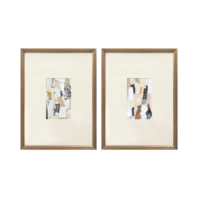 Pale Harmonies 2-piece Abstract Gold Framed Hand Painted Wall Art