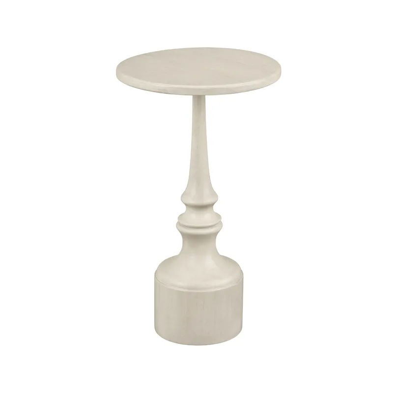 Round Cream Wooden Accent End Table