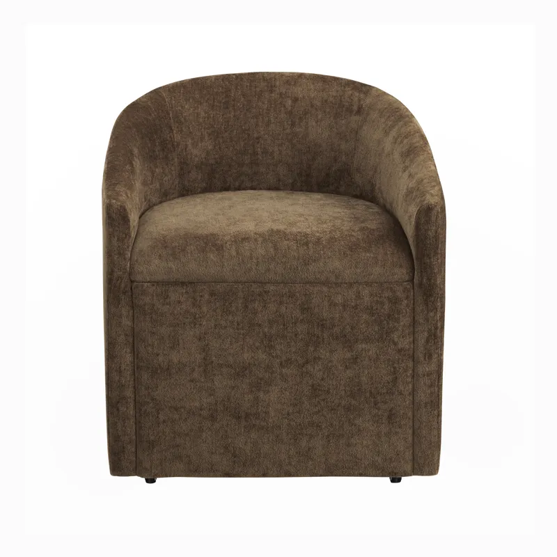 Set Of 2 Brown Upholstered Dining Chairs