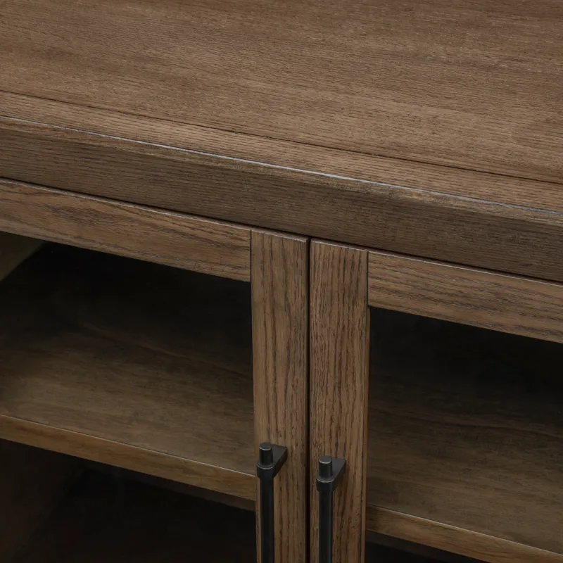 W Brown Wooden Four-door Credenza Sideboard