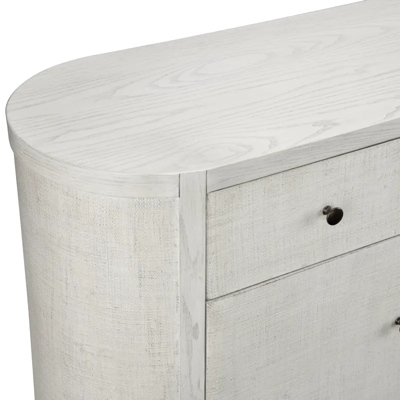 W White Oval Two Door Two Drawer Fireplace Sideboard