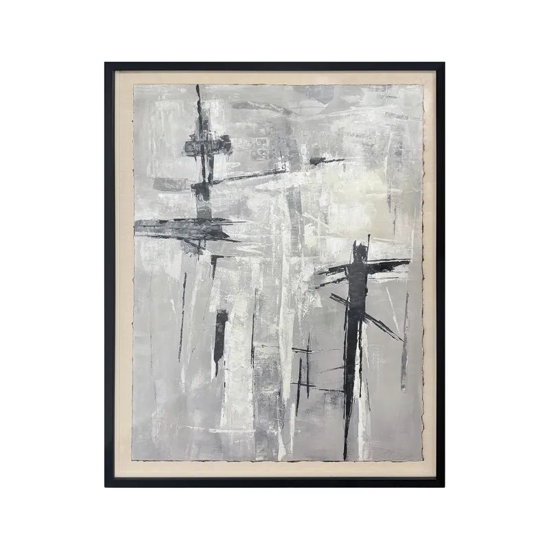 Crosswinds Of Shadow Abstract Hand-painted Framed Canvas Wall Art