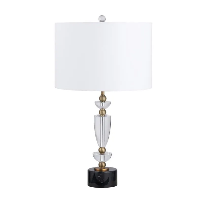 Crystal Table Lamp With White Linen Shade