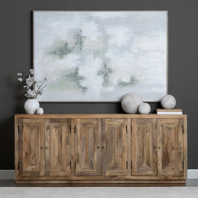 Green Serenity Abstract Framed Canvas Wall Art