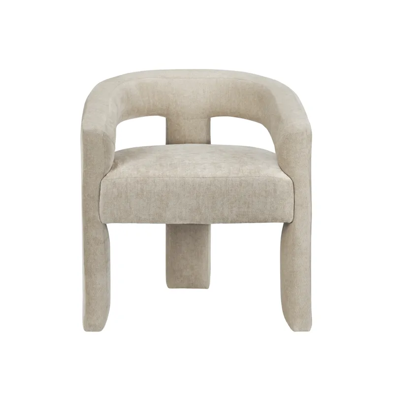 Set Of Two Tan Upholstered Dining Armchairs