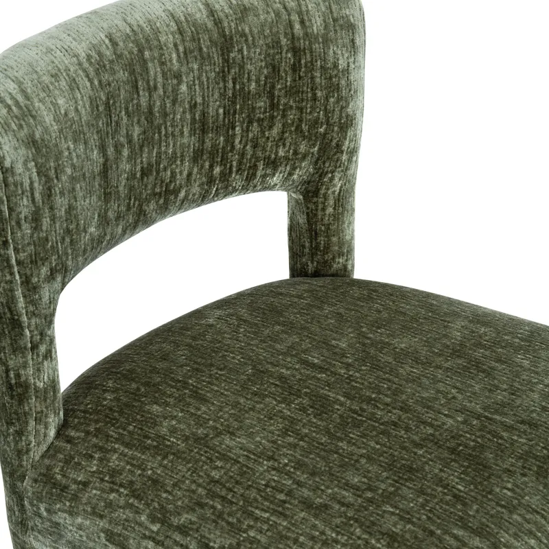 Set Of 2 Green Upholstered Dining Side Chairs