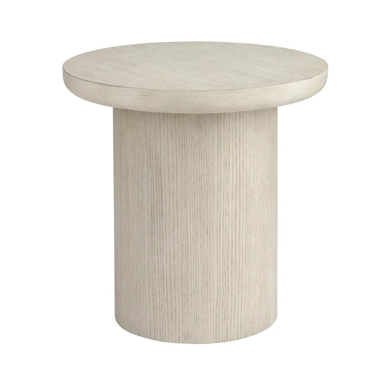 Round Cream Wooden Accent End Table