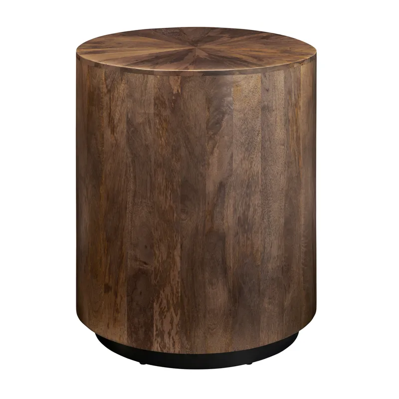 Brown Solid Wood Round Accent End Table