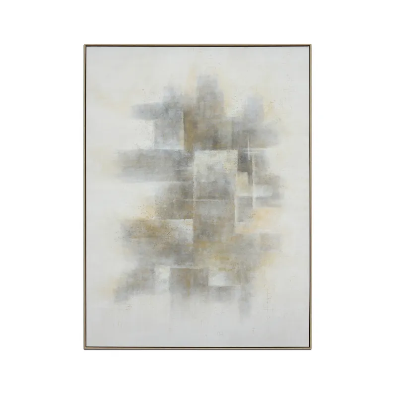 Faded Form Hand-painted Neutral Abstract Framed Canvas Wall Art