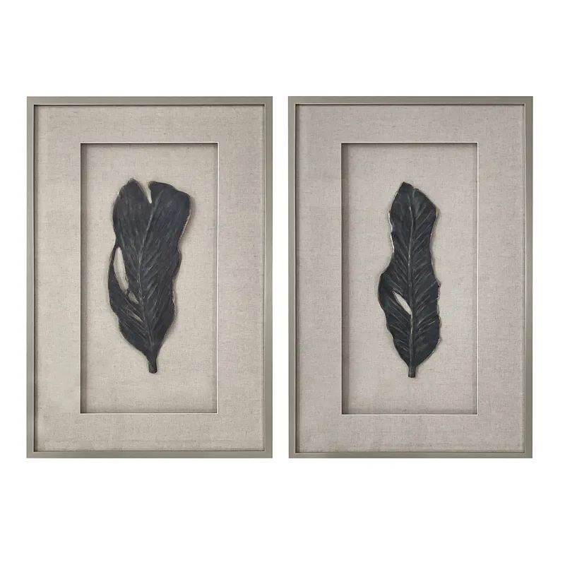 Shadows Of Autumn 2-piece Leaf Framed Mixed Media Wall Art Set