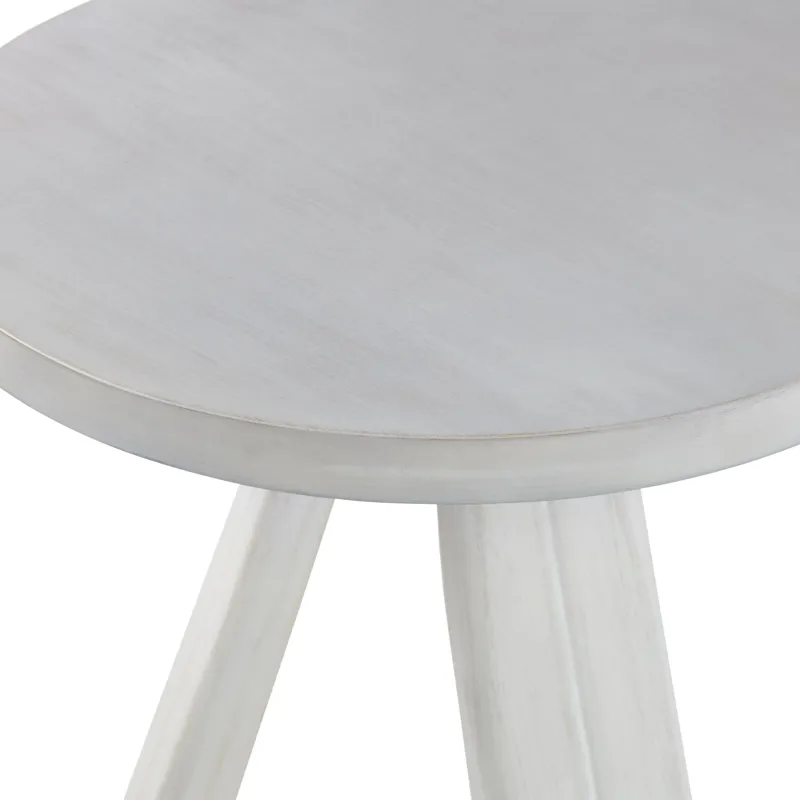 Round White-washed Accent/end Table