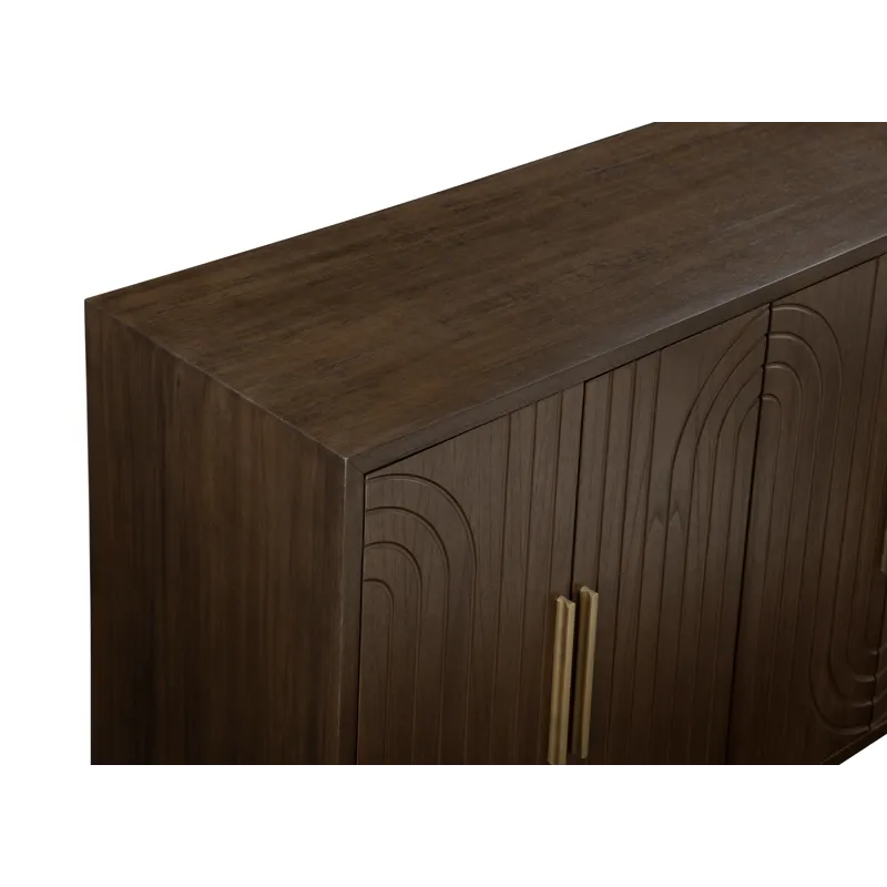 W Brown Wooden Six Door Credenza Sideboard